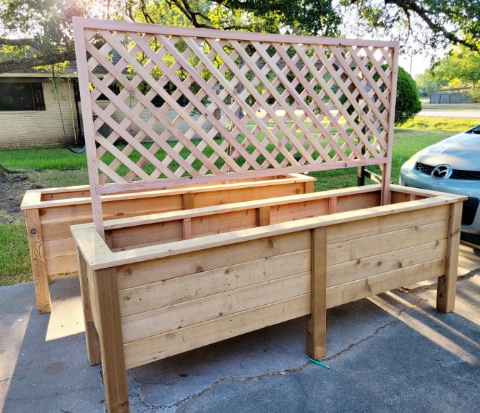 cedar elevated garden bed with untreated 4x4 legs