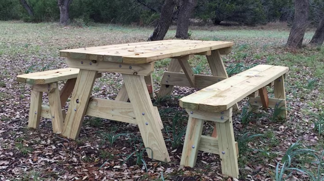 Heavy Duty Picnic Table with Two Separate Benches - Joseph's